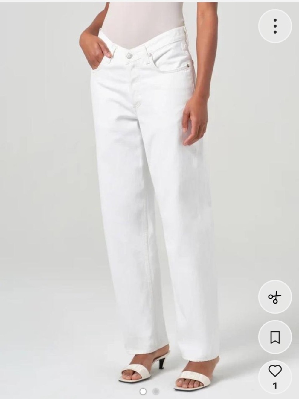 Agolde V Waist White Straight Jeans